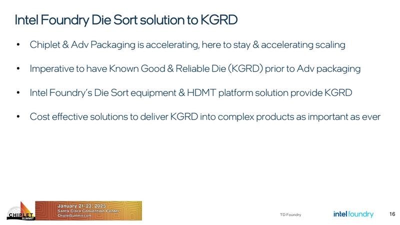 Intel Foundry Die Sort solution to KGRD