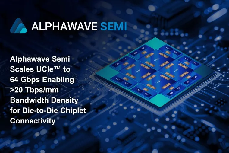 Alphawave Semi Scales UCIe™ to 64 Gbps Enabling >20 Tbps/mm Bandwidth Density for Die-to-Die Chiplet Connectivity