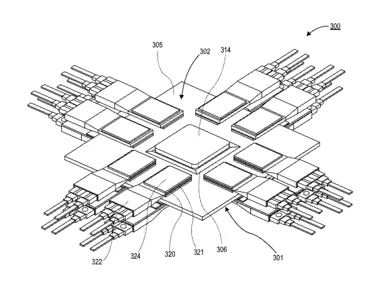 Stacked photonic engines in network switching package (Intel, US11217573).